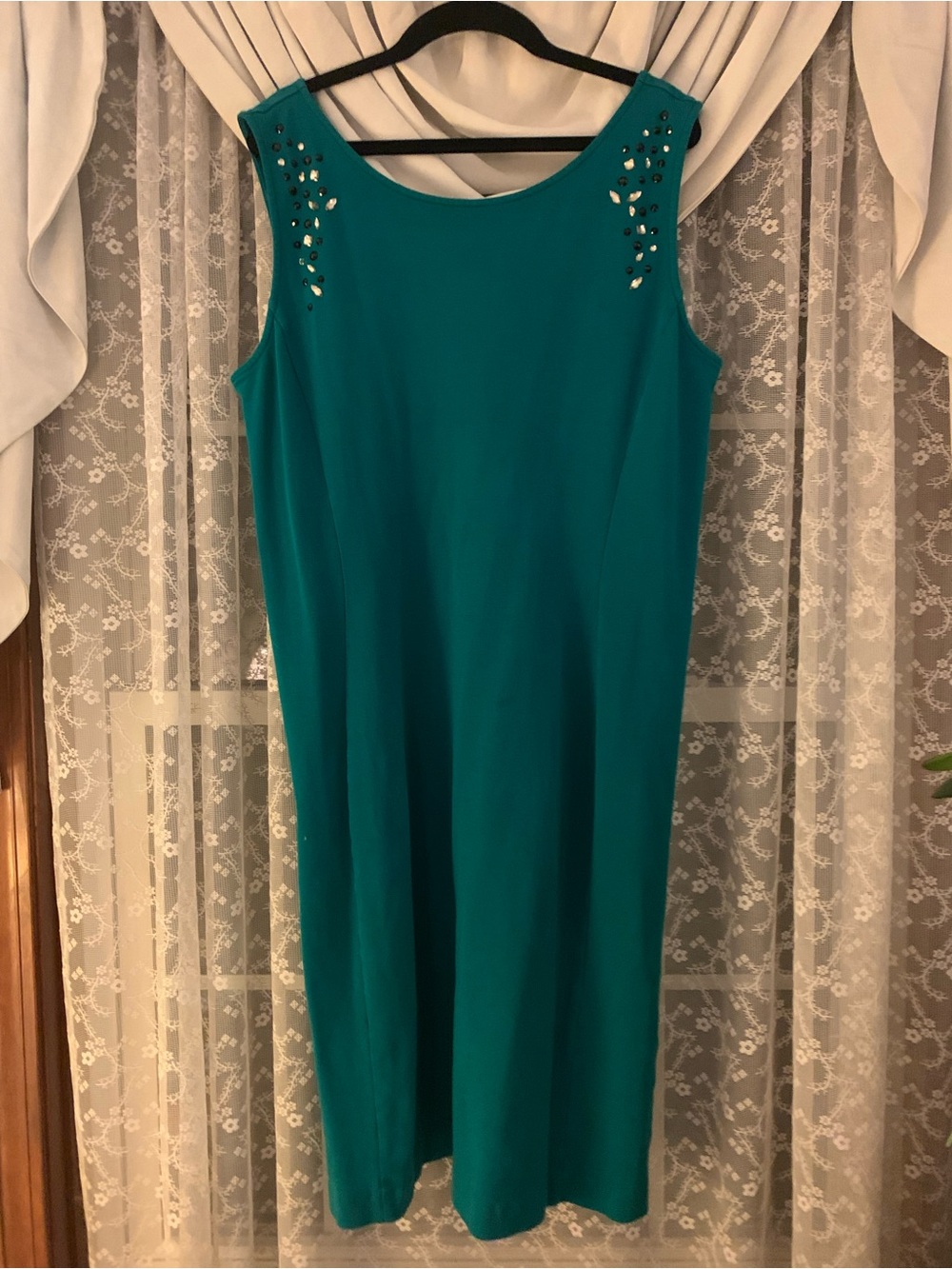 New York & Company Teal Sleeveless Midi Dress